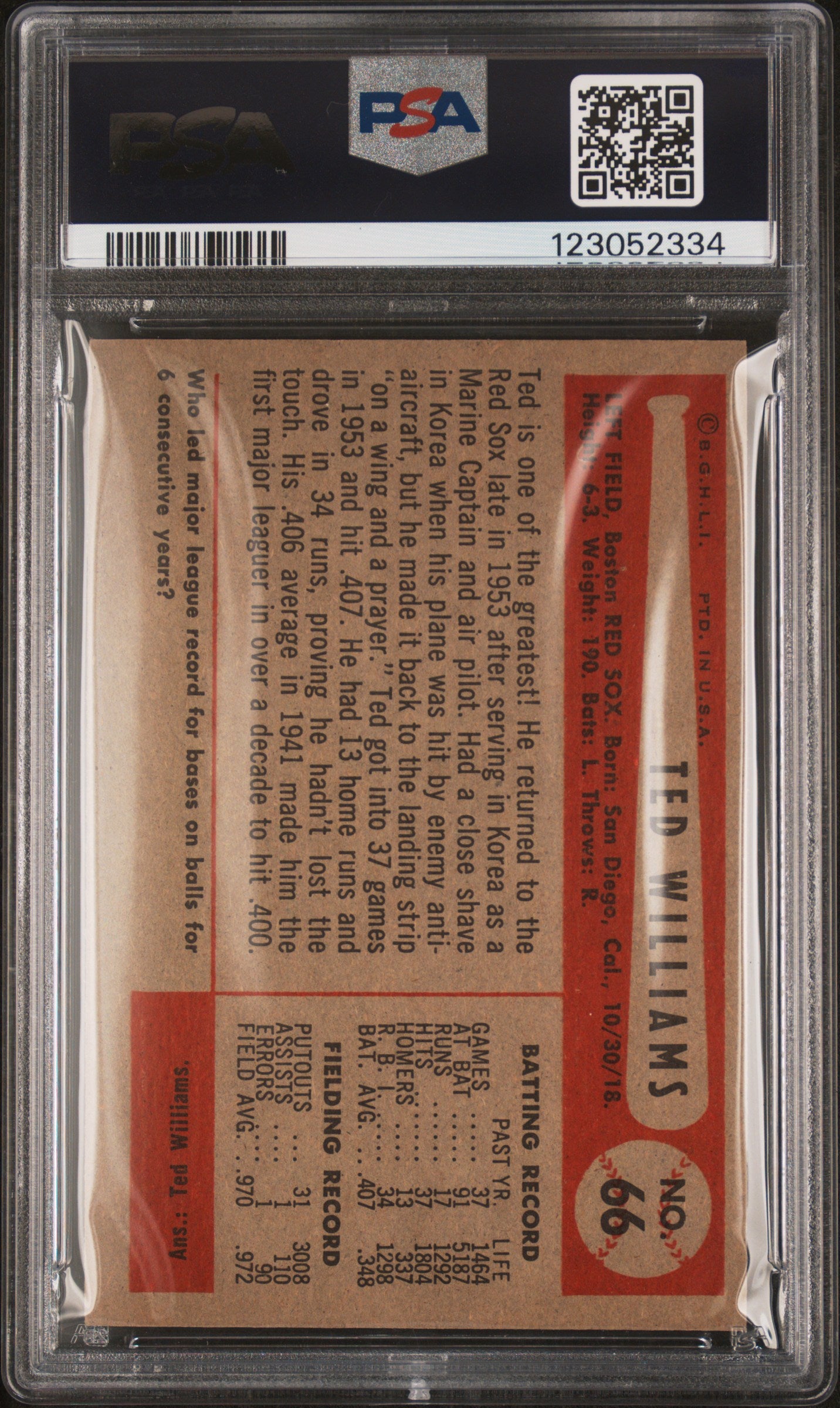 1954 Bowman Ted Williams PSA 2