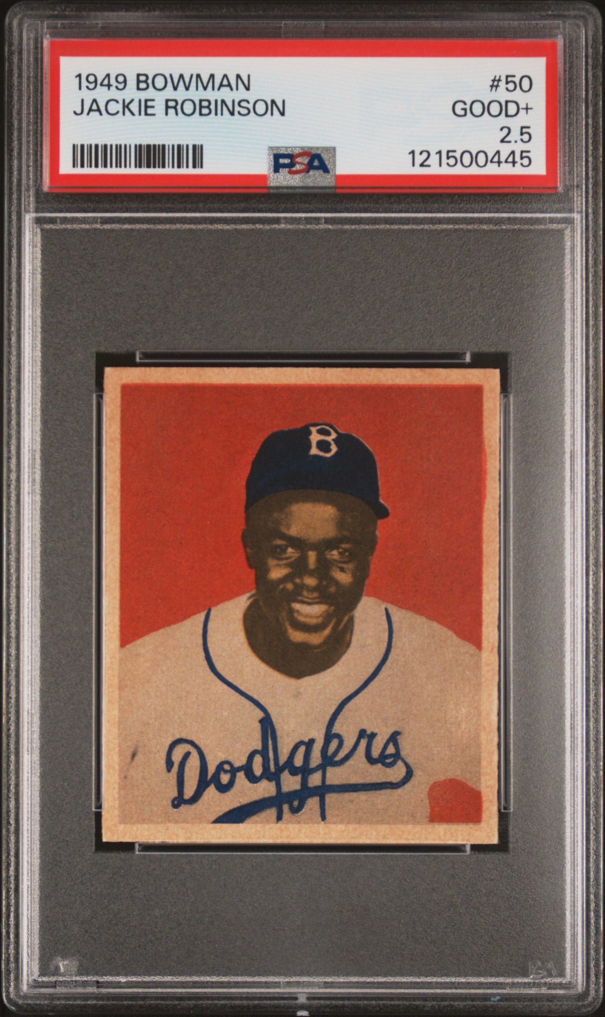 1949 Bowman Jackie Robinson PSA 2.5 MBA Gold