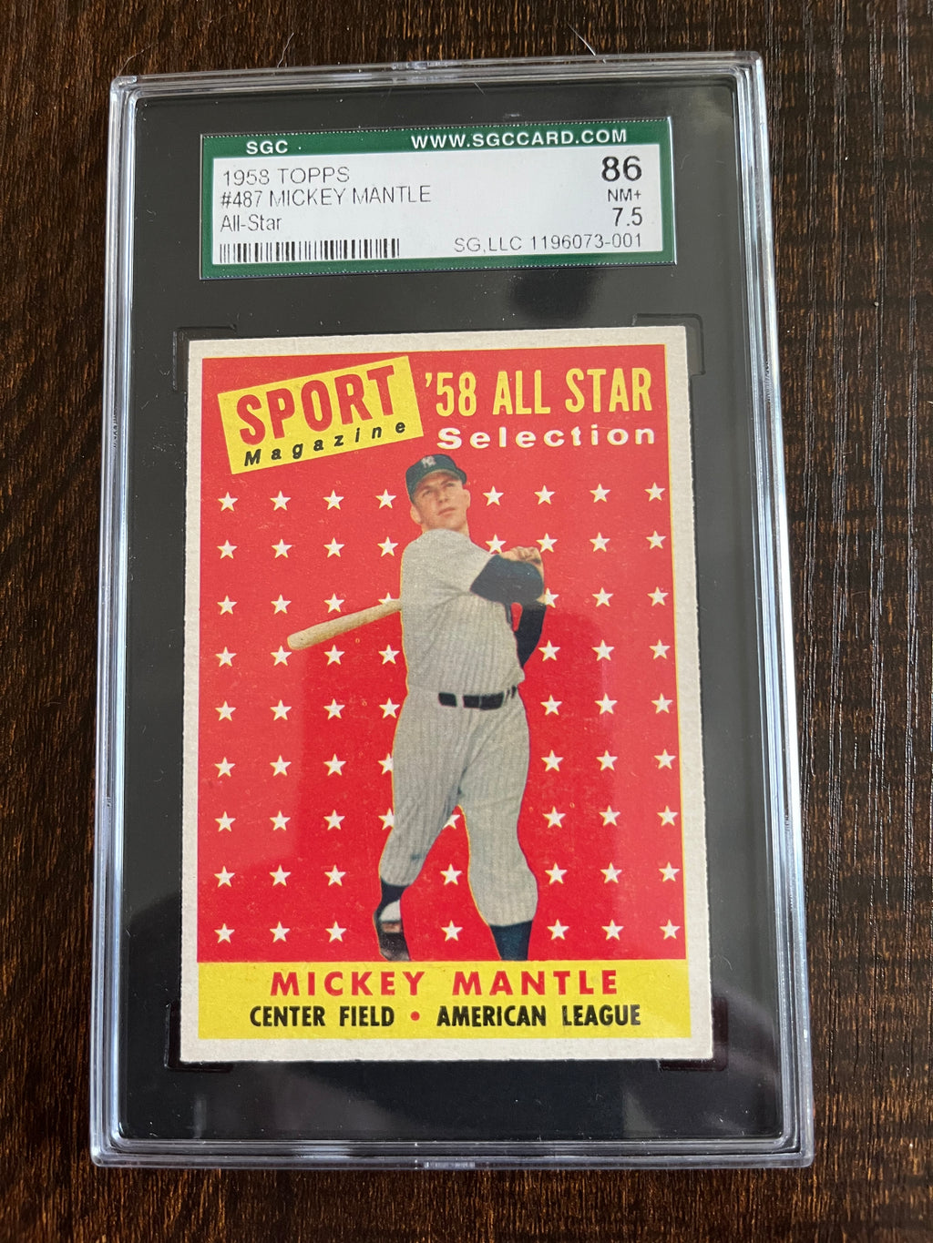 Nicely centered 1958 Topps A.S. Mickey Mantle SGC 7.5