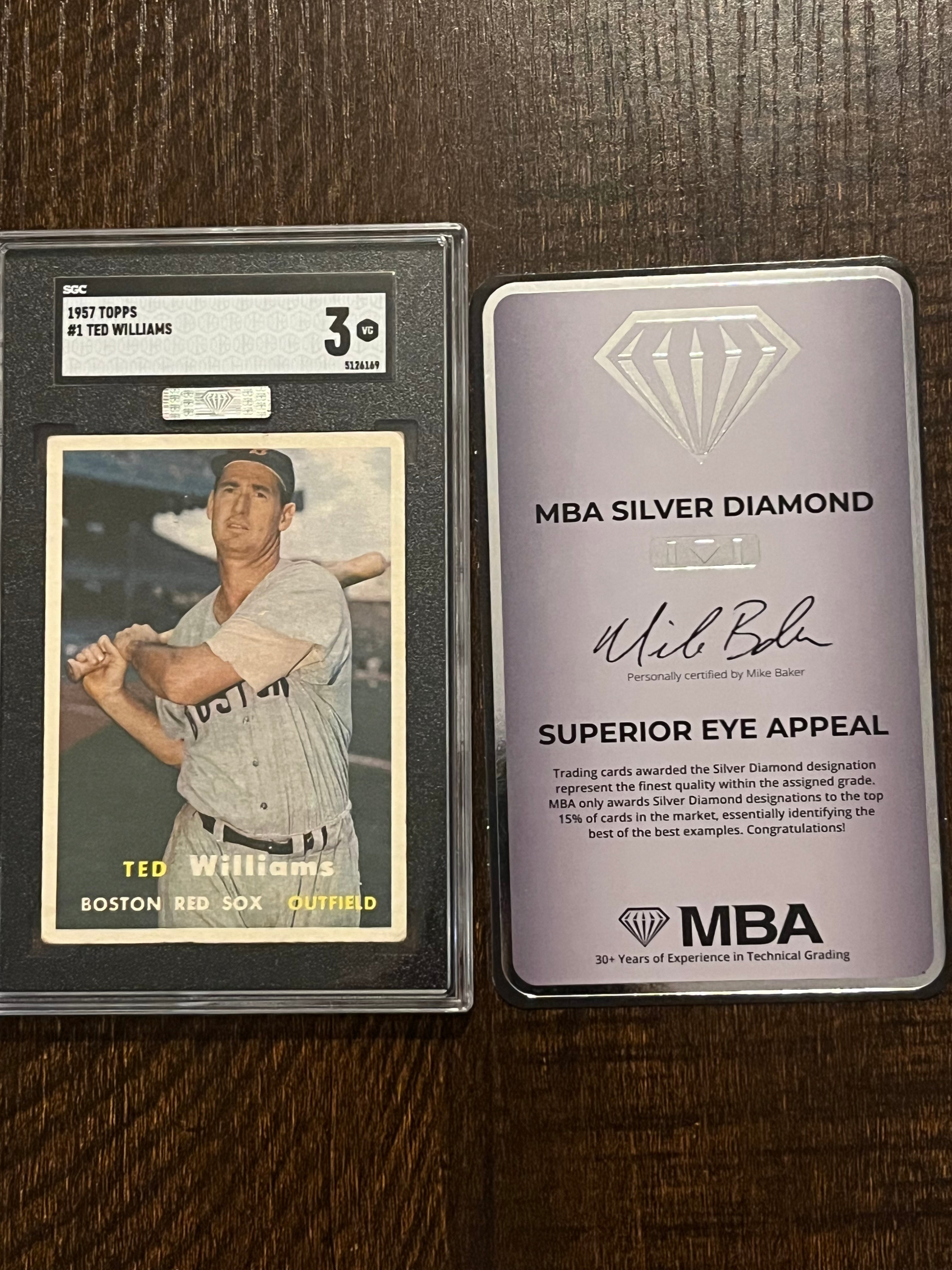 1957 Topps Ted Williams SGC 3 MBA Silver - Top 15% Eye Appeal