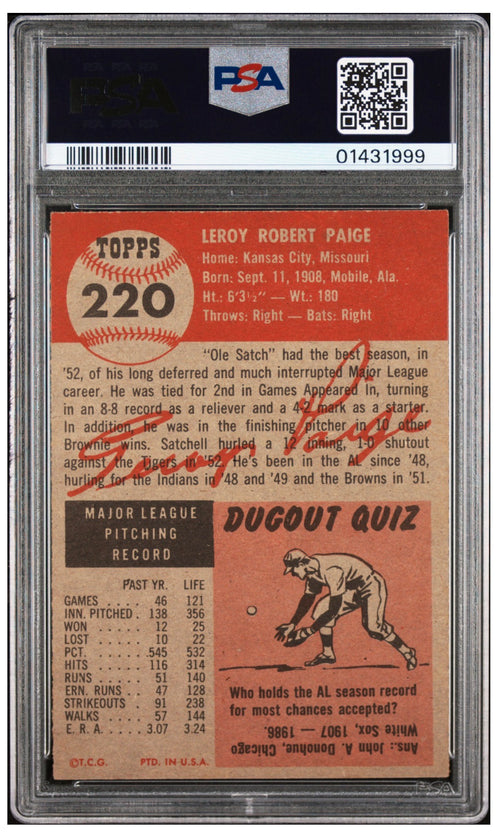 1953 Topps Satchel Paige #220 PSA 7