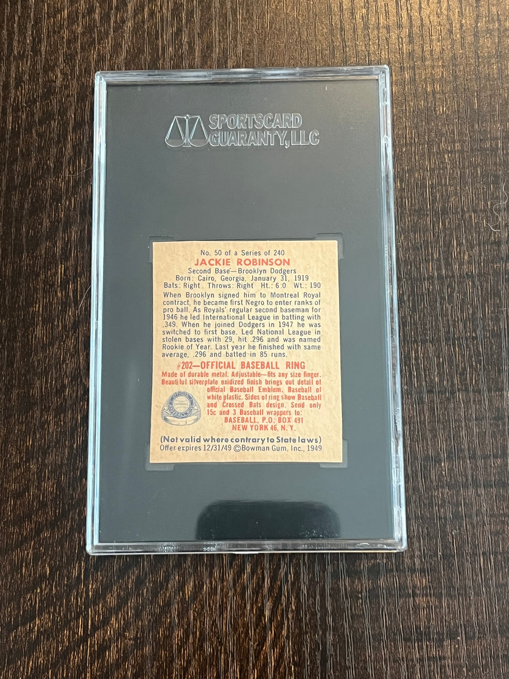 Amazing Eye Appeal 1949 Bowman Jackie Robinson SGC A