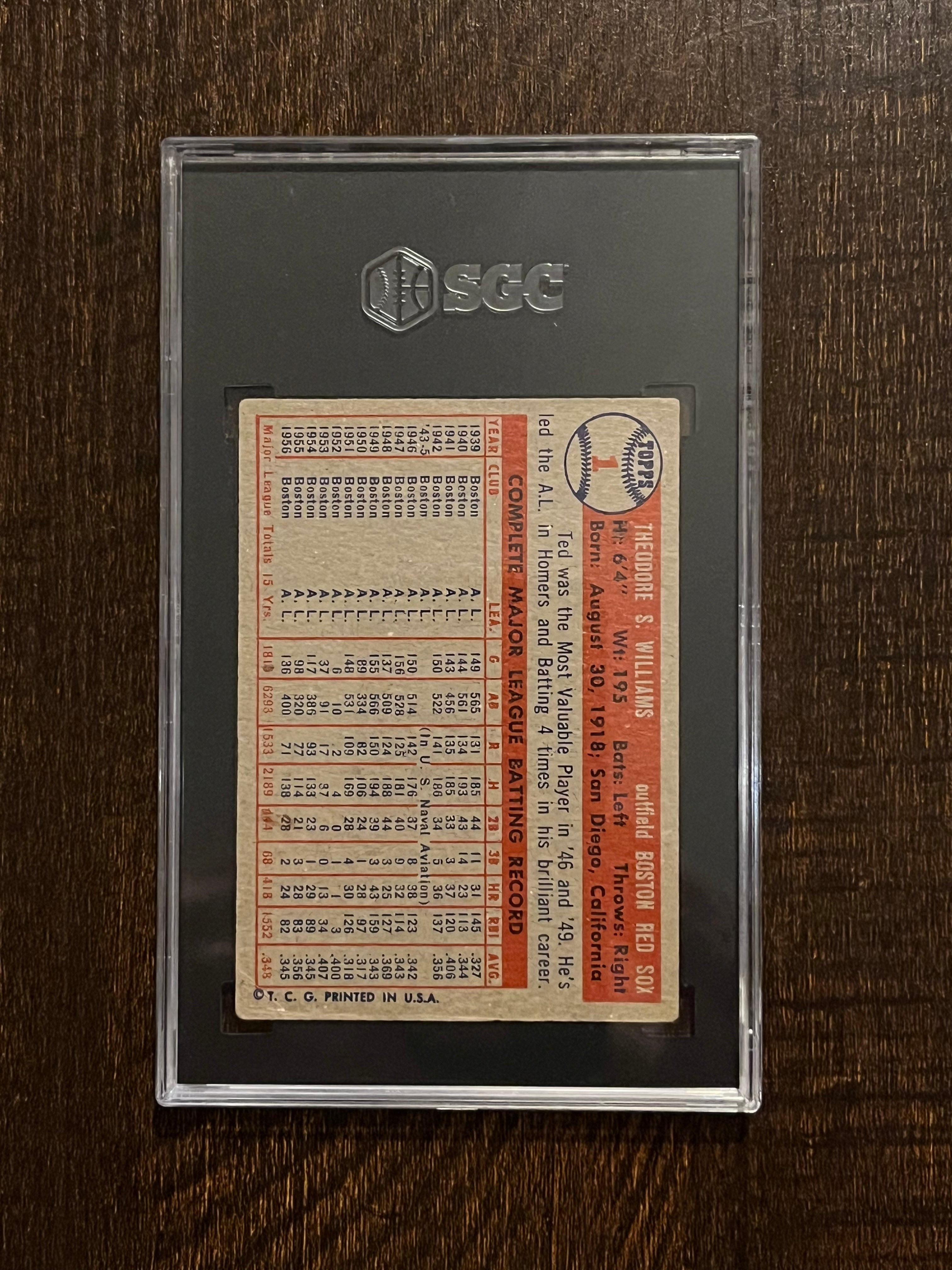 1957 Topps Ted Williams SGC 3 MBA Silver - Top 15% Eye Appeal