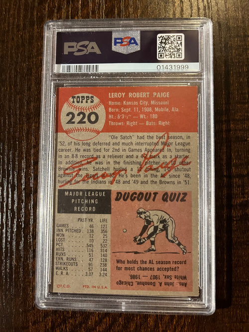 1953 Topps Satchel Paige #220 PSA 7