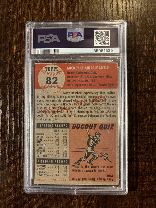 1953 Topps Mickey Mantle #82 PSA 2.5