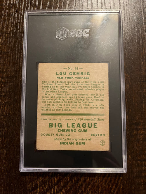1933 Goudey #92 Lou Gehrig SGC 3.5