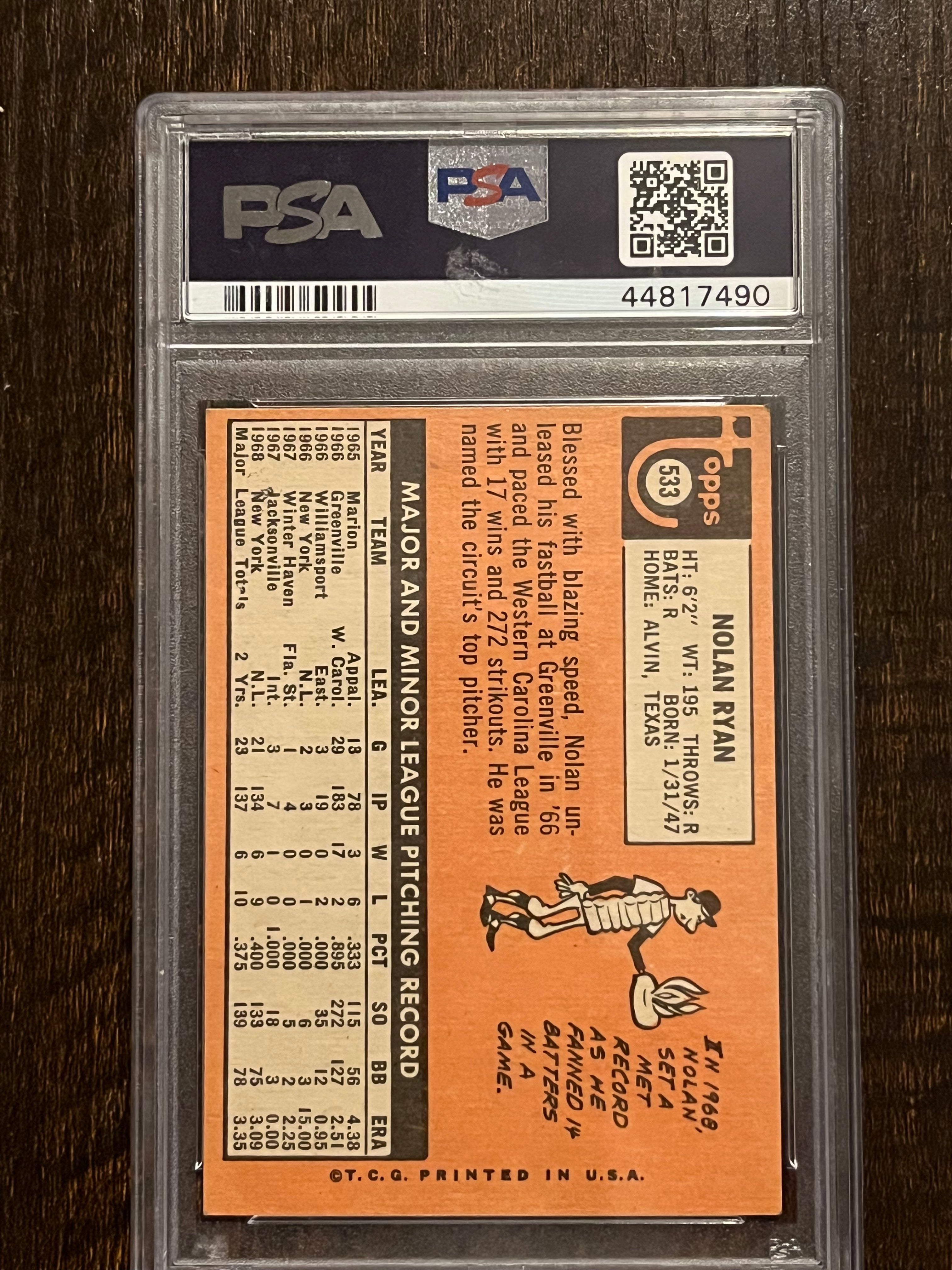 1969 Topps Nolan Ryan PSA 6