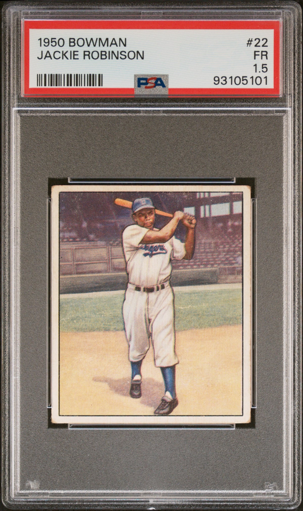 1950 Bowman Jackie Robinson PSA 1.5 MBA 2 Gold
